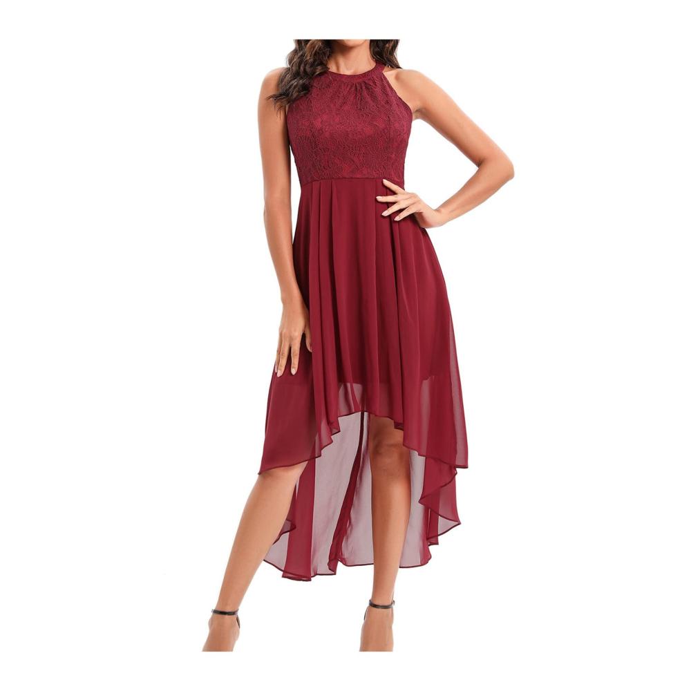 01weinrot Kleid Damen Partykleid Kleider