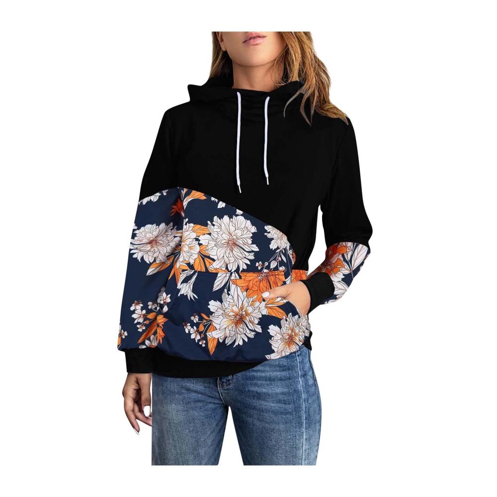 01 Schwarz Kapuzenpullover Damen