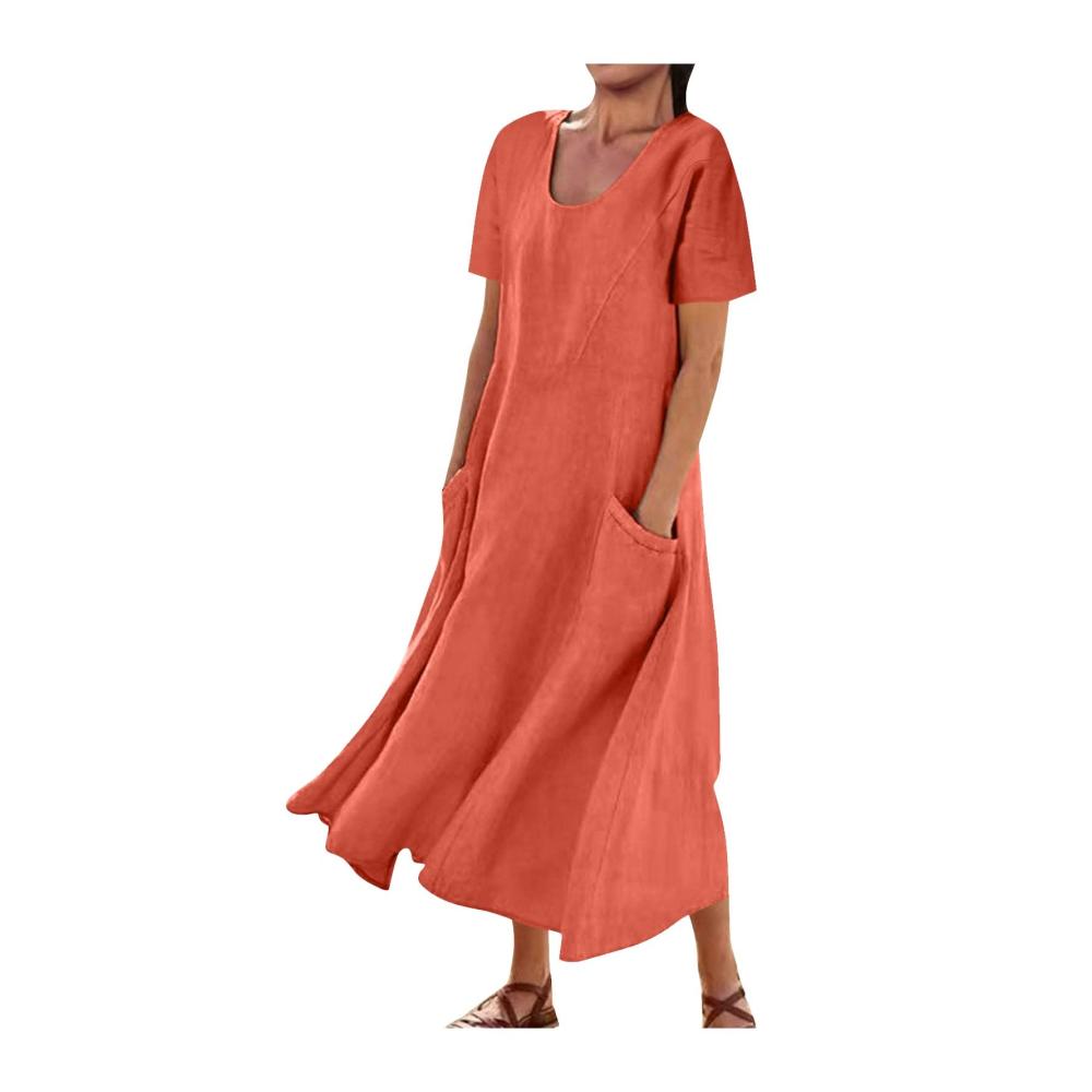 01-orange Sommerkleid Damen Lang