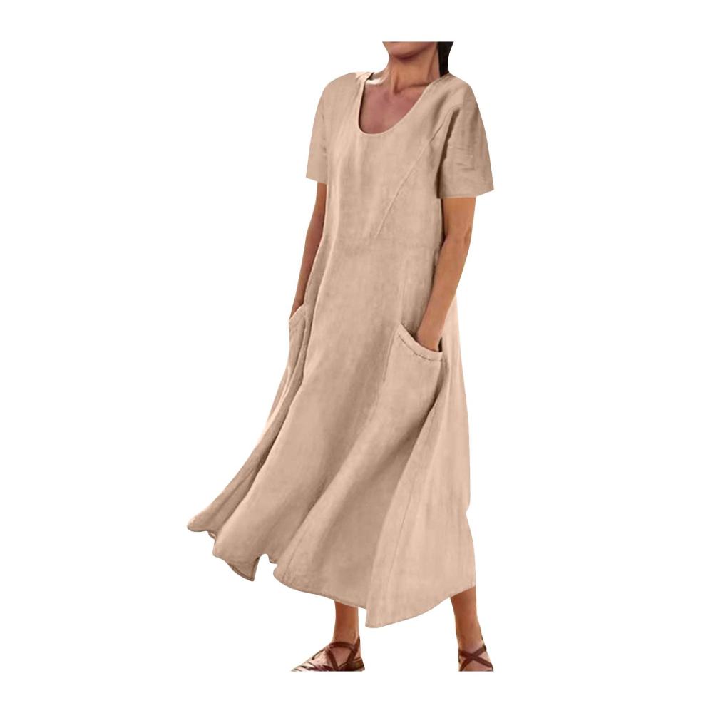 01-khaki Sommerkleid Damen Lang