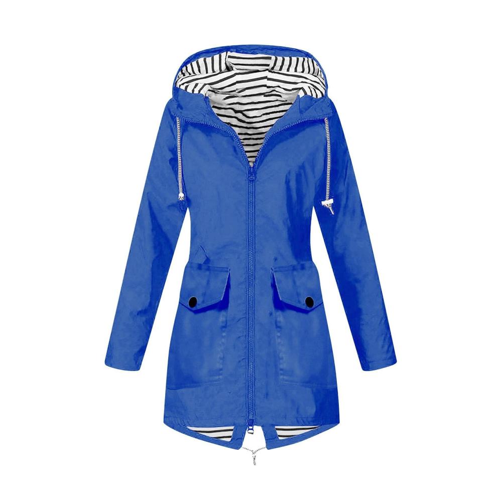 02-Königsblau Damen Regenjacke Wasserdicht