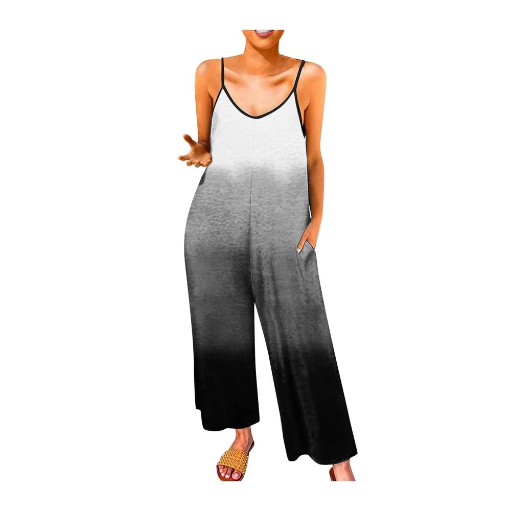 02-grau Damen Jumpsuit Latzhosen Sommer