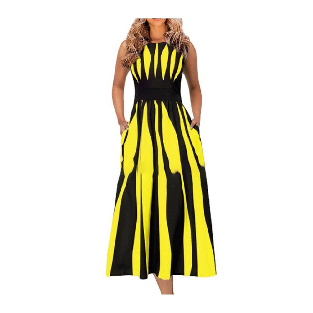 03-gelb Sommerkleid Damen Lang