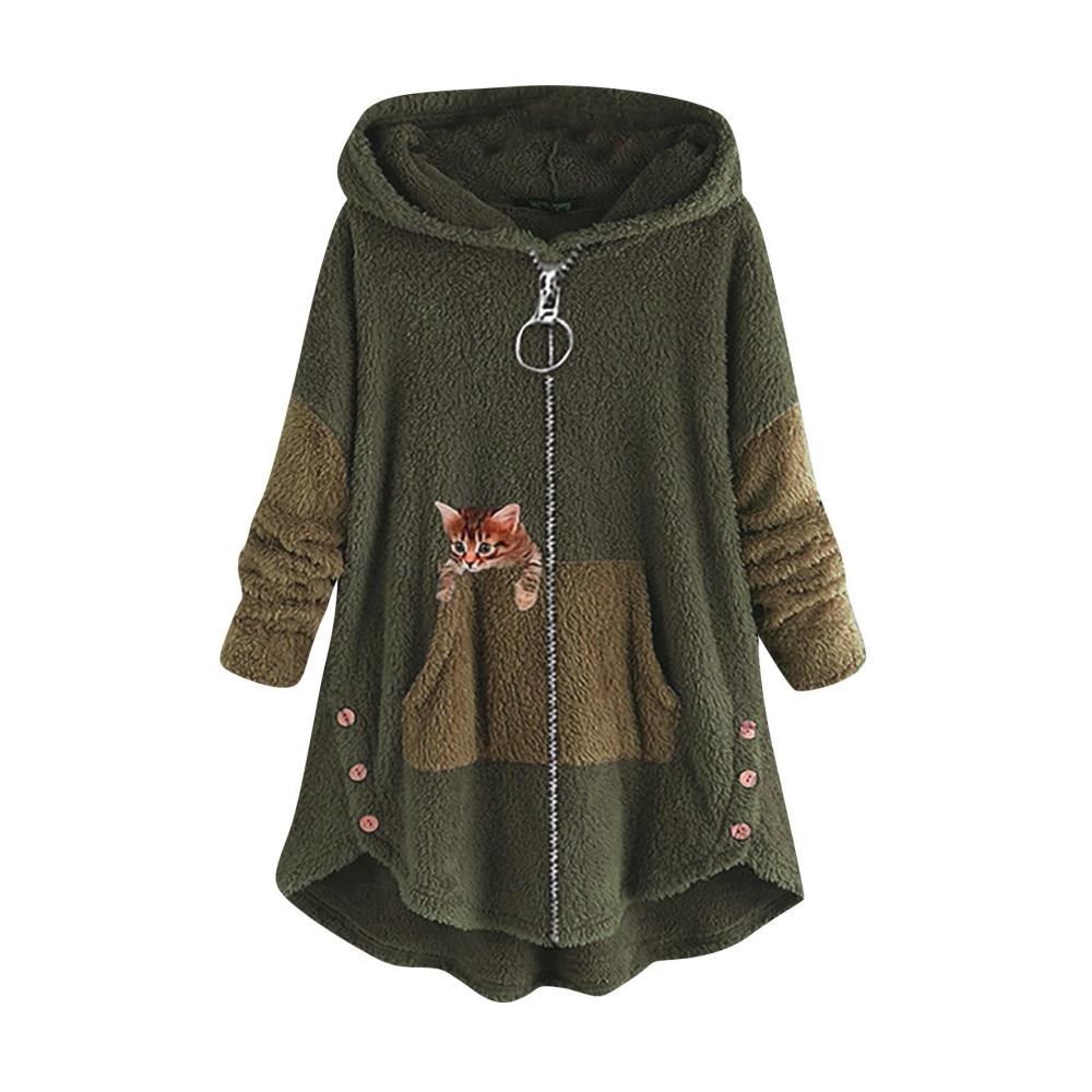 01 Grün Kapuzenpullover Damen