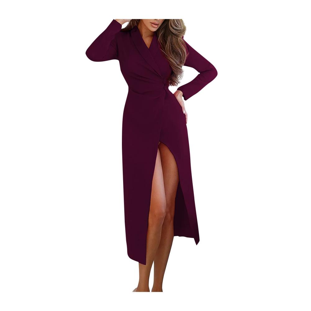 02weinrot Kleid Damen Partykleid Kleider