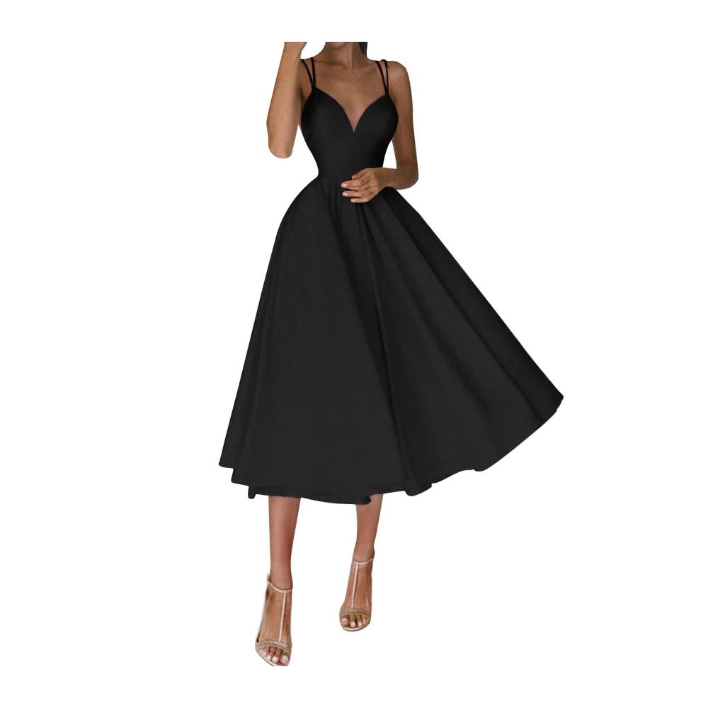 01schwarz Kleid Damen Partykleid Kleider