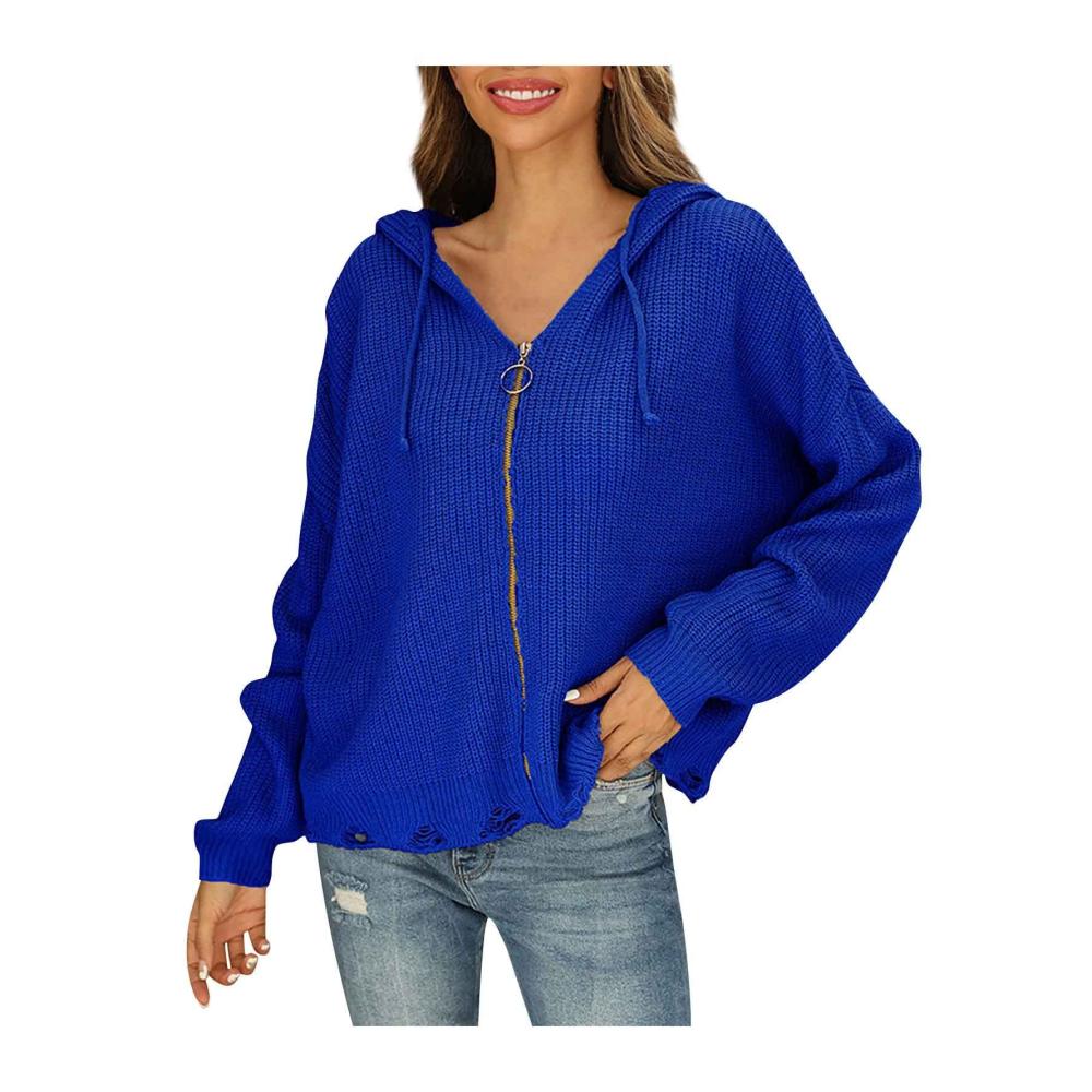 01 Königsblau Kapuzenpullover Damen