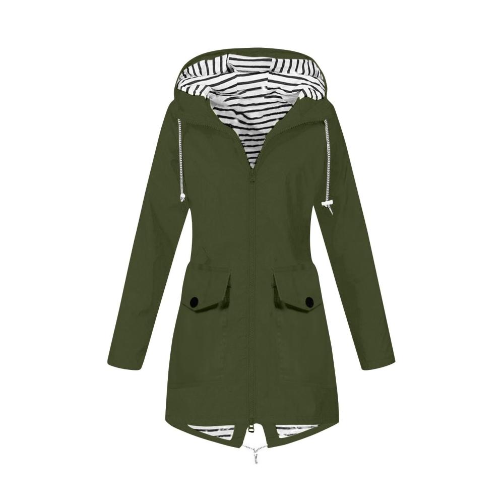 03-Armeegrün Damen Regenjacke Wasserdicht