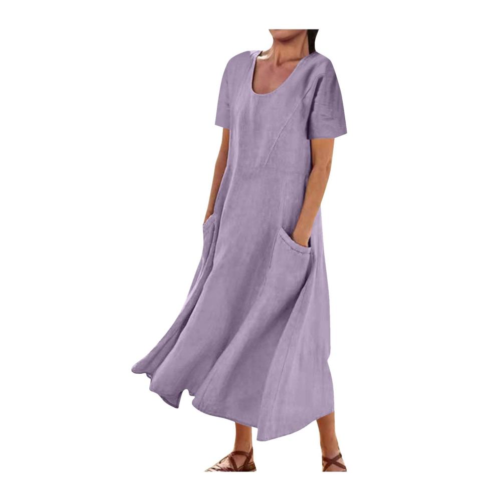 01-helles Lila Sommerkleid Damen Lang