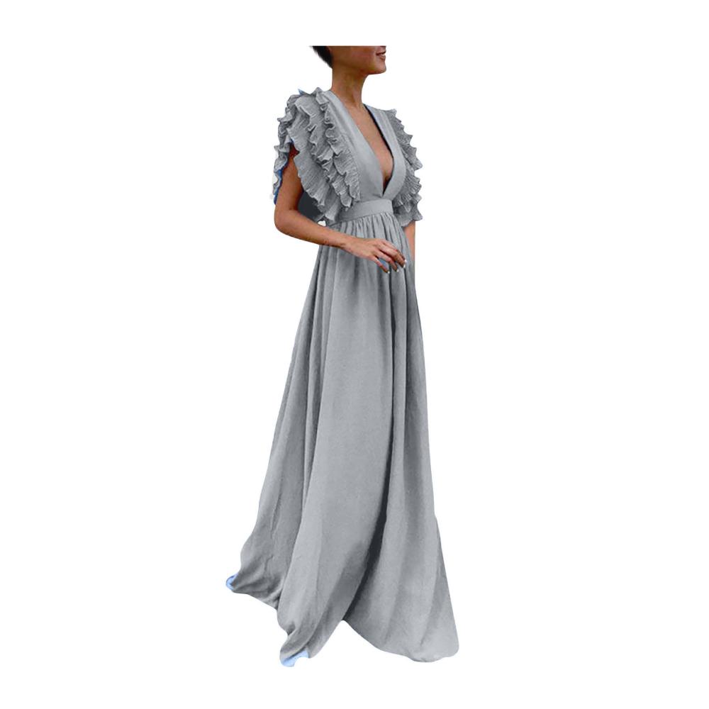 03grau Kleid Damen Partykleid Kleider