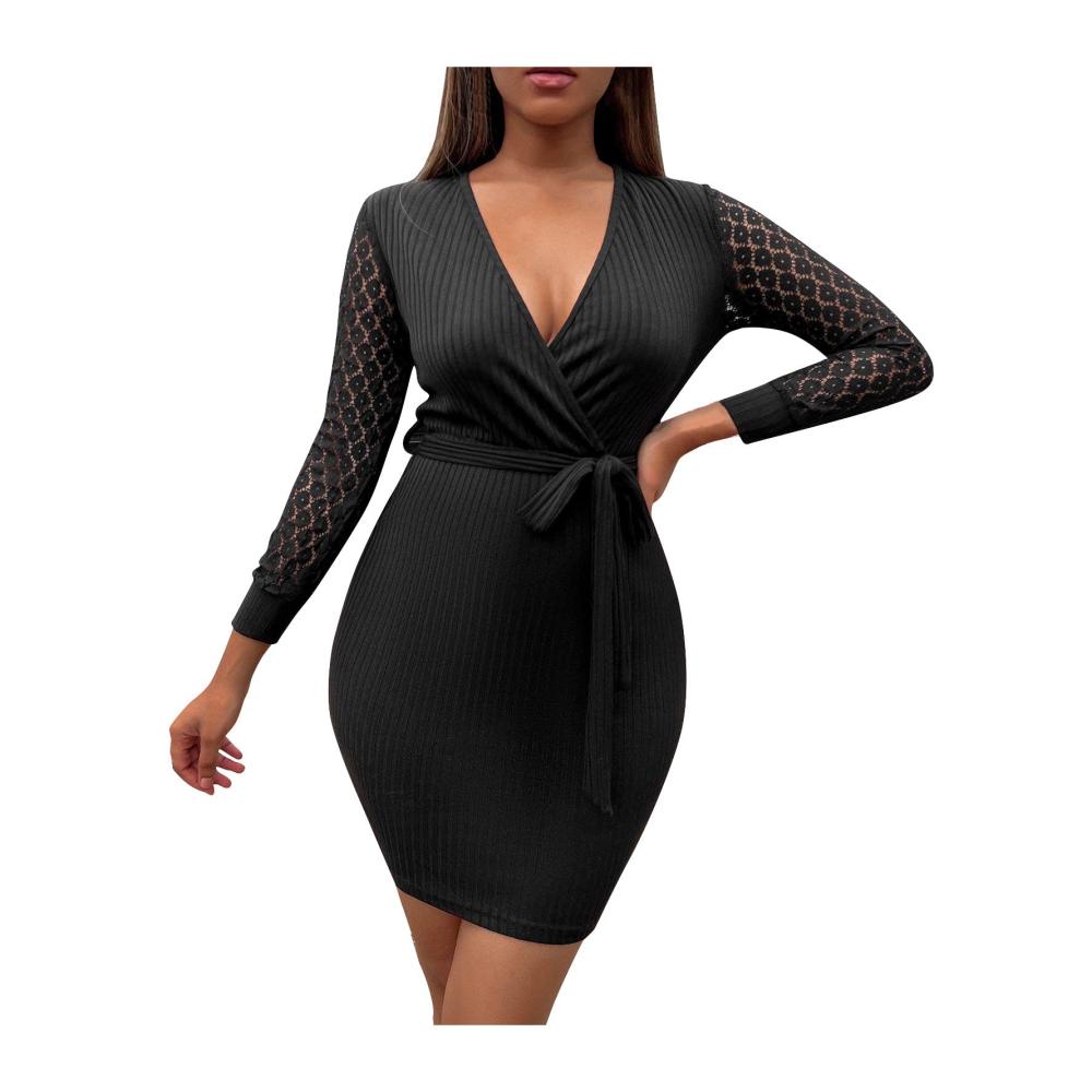 01schwarz Kleid Damen Partykleid Kleider