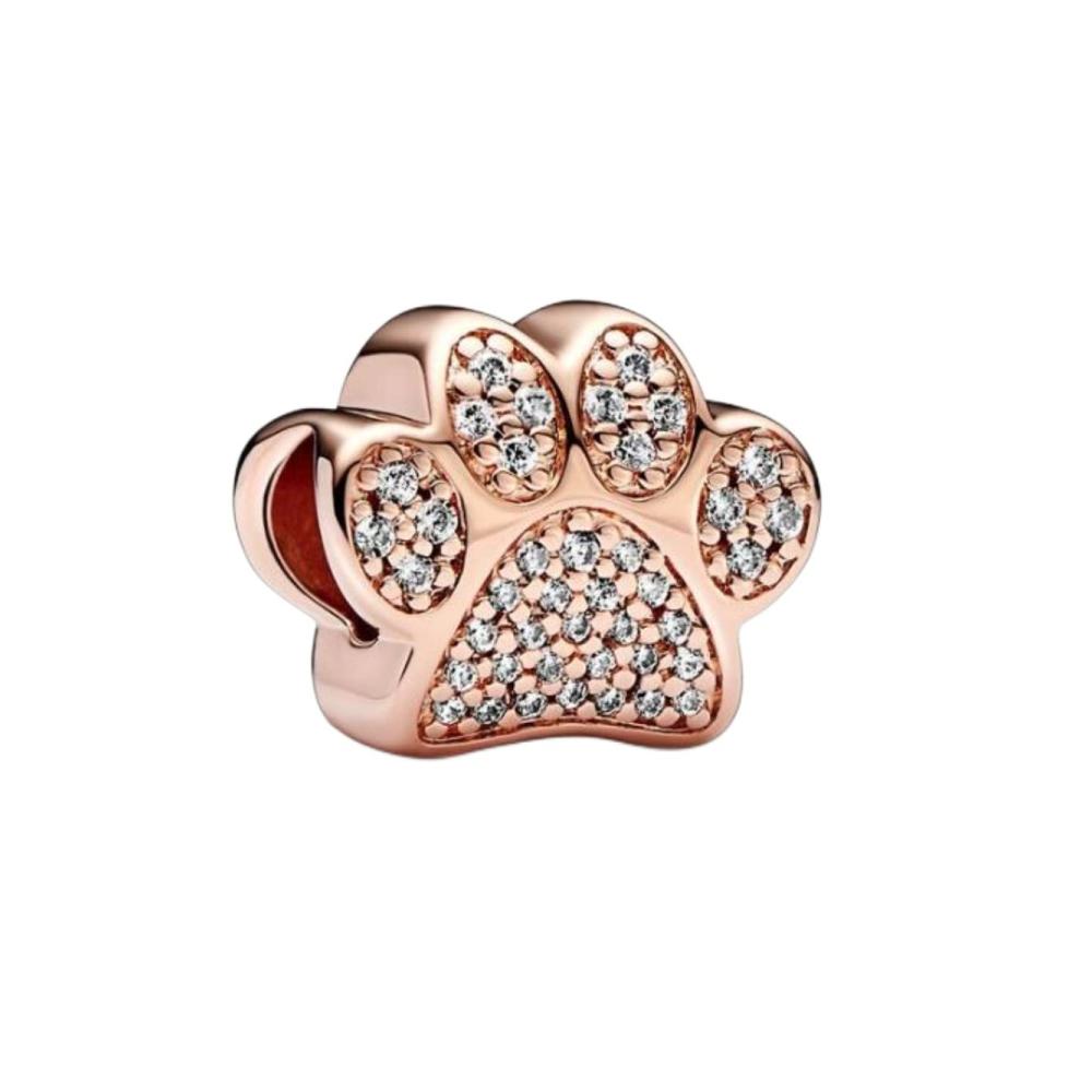 Rose Gold Plated Sparkling Paw Print Charm
