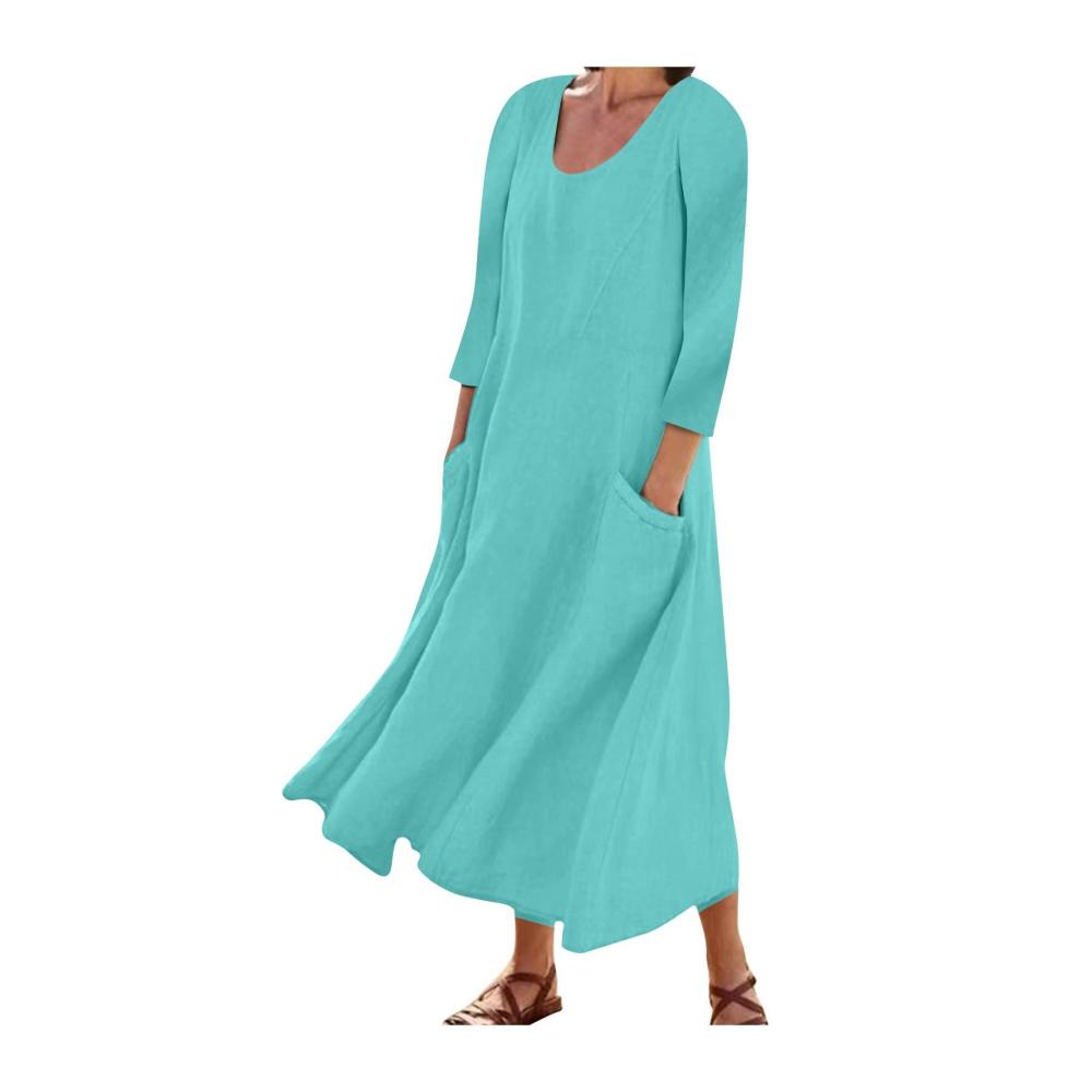 03-minzgrün Sommerkleid Damen Lang