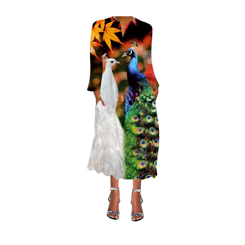 02-grün Sommerkleid Damen Lang