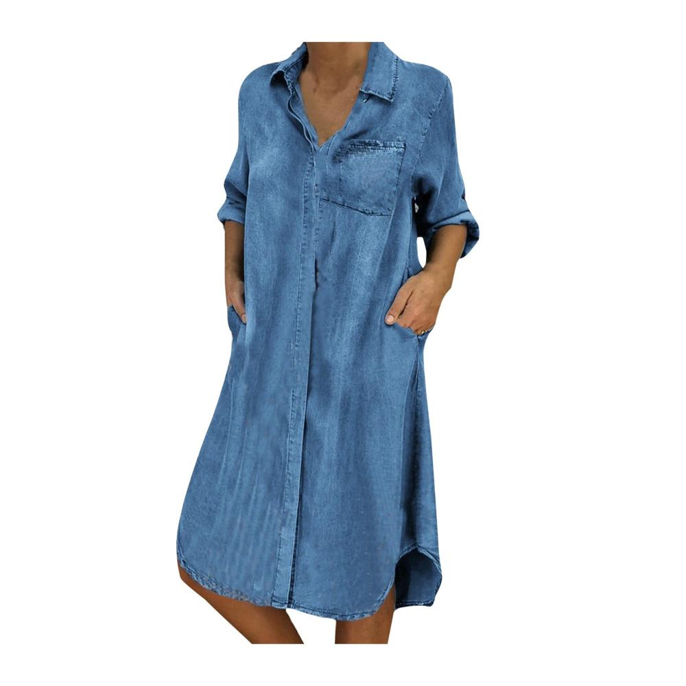 01hellblau Kleid Herbstskleider für Frauen 2023
