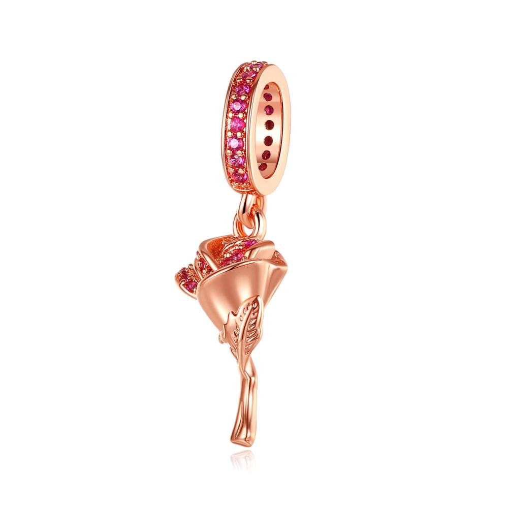 Rose Gold Roses Dangle Charm