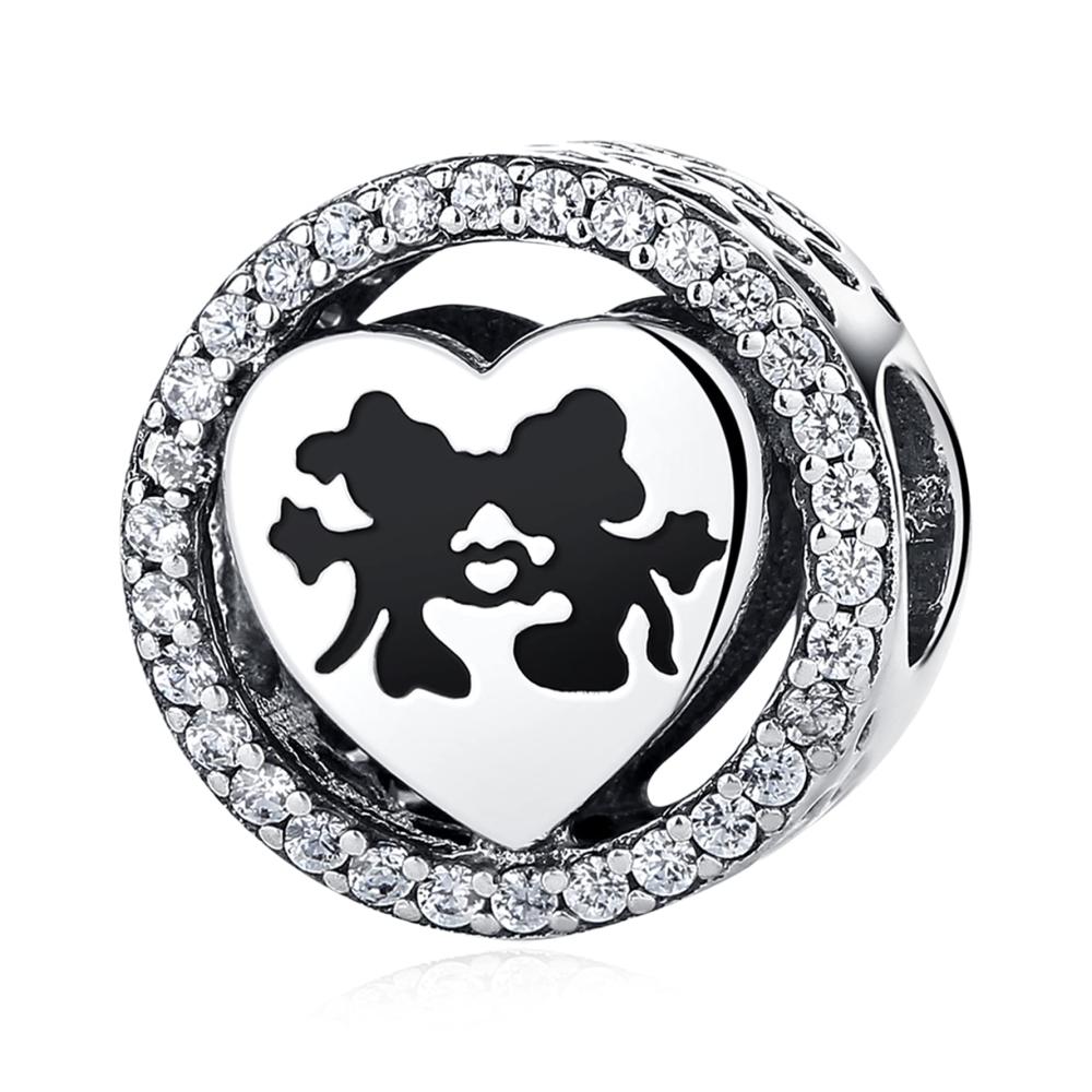Mouse Love Kisses Heart In Circle Beads