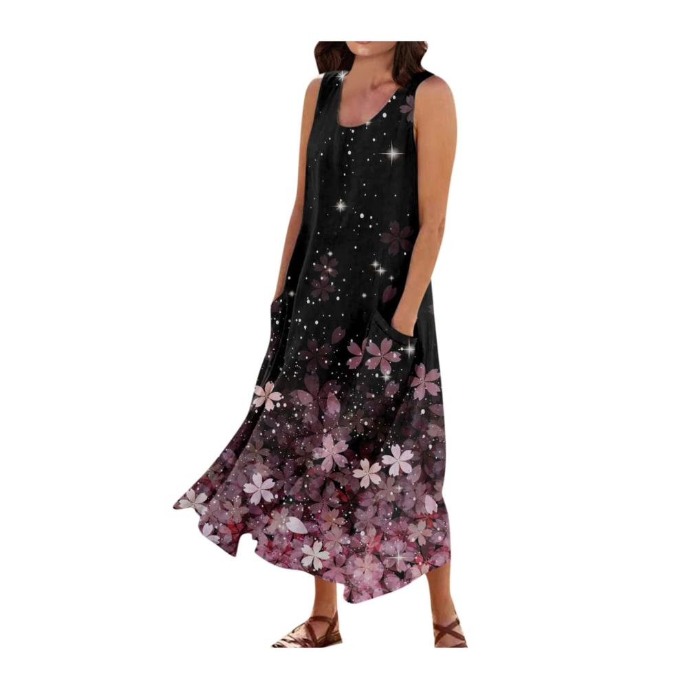 07-rosa Sommerkleid Damen Lang