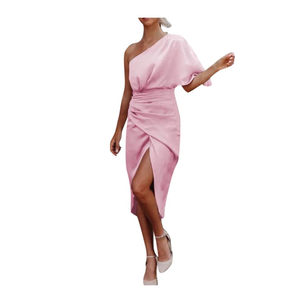 02rosa Damen Elegant Strickkleid
