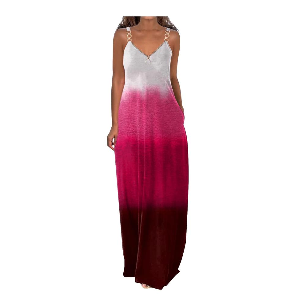 04-pink Sommerkleid Damen Lang