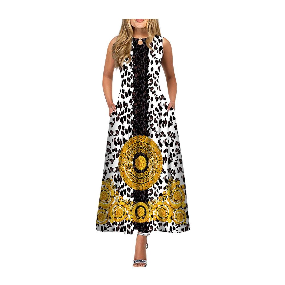 04-gelb Sommerkleid Damen Lang