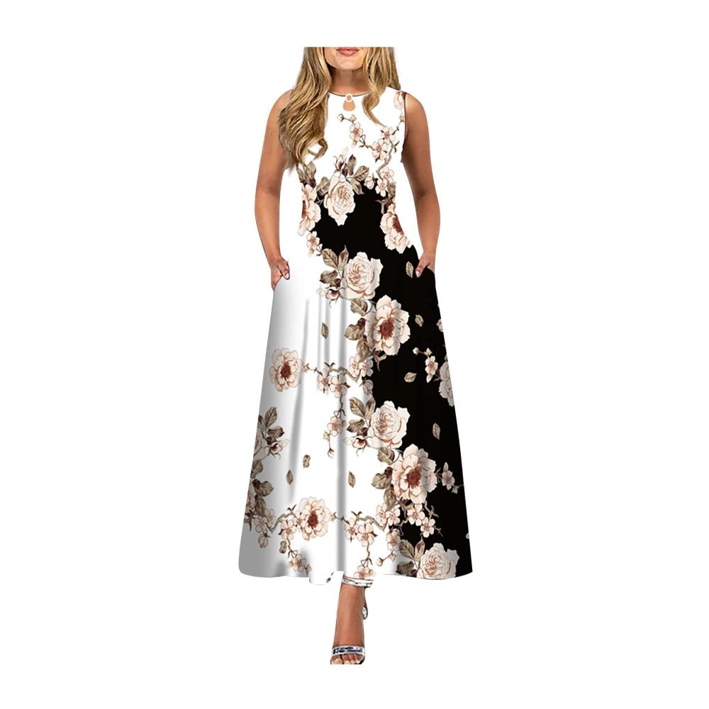 04-grau Sommerkleid Damen Lang
