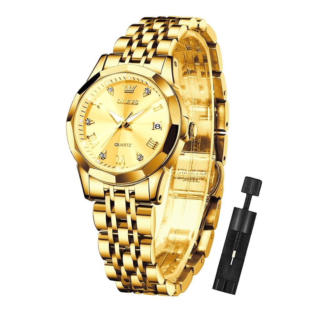 Goldfarbene Armbanduhr für Damen