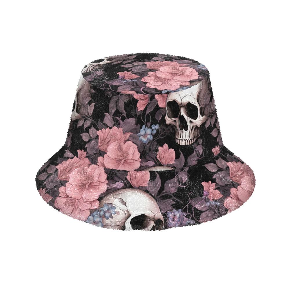 Schädel mit rosa Blumen