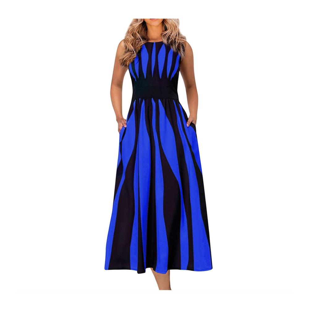 03-blau Sommerkleid Damen Lang
