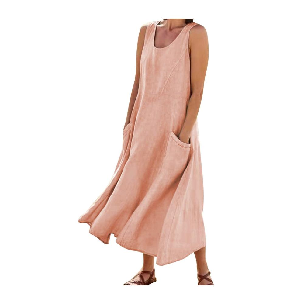 02-rosa Sommerkleid Damen Lang
