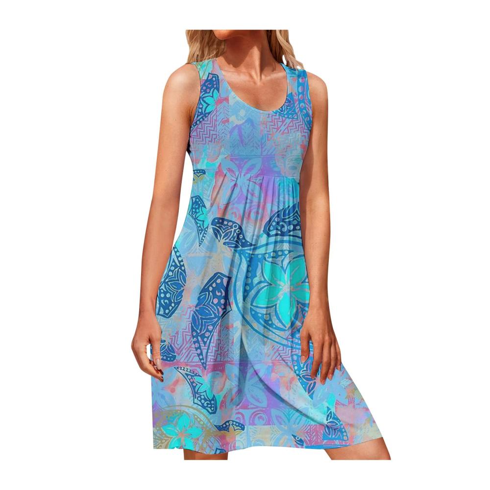 02-blau Damen Sommerkleider