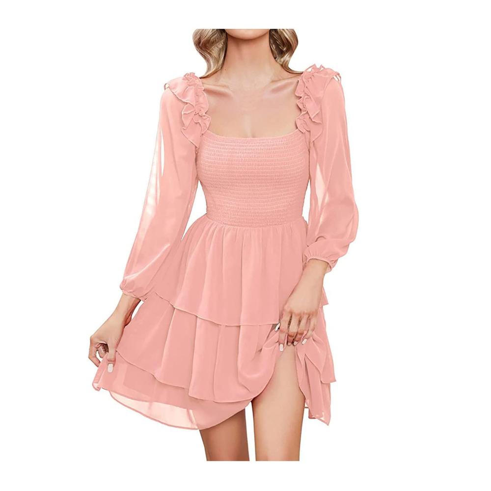 01rosa Damen Elegant Strickkleid