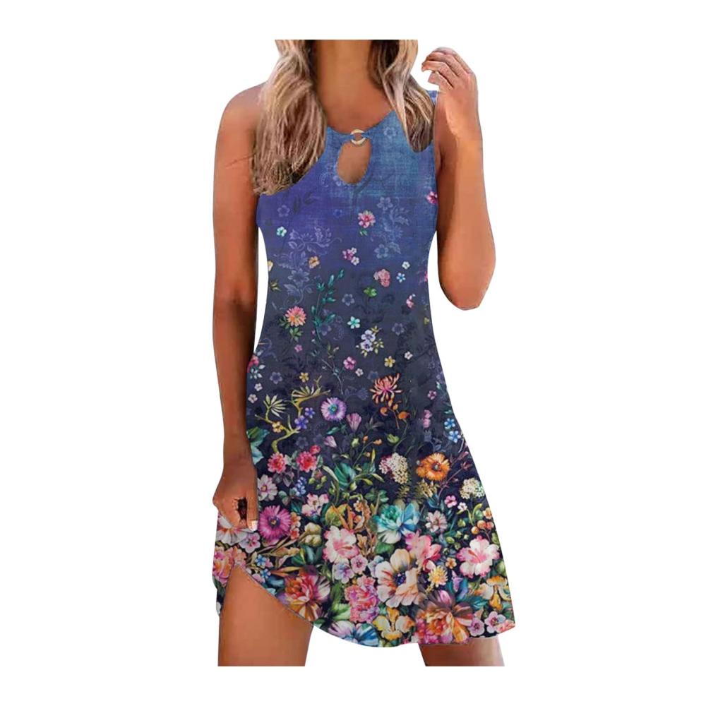 05-blau Sommerkleider Damen