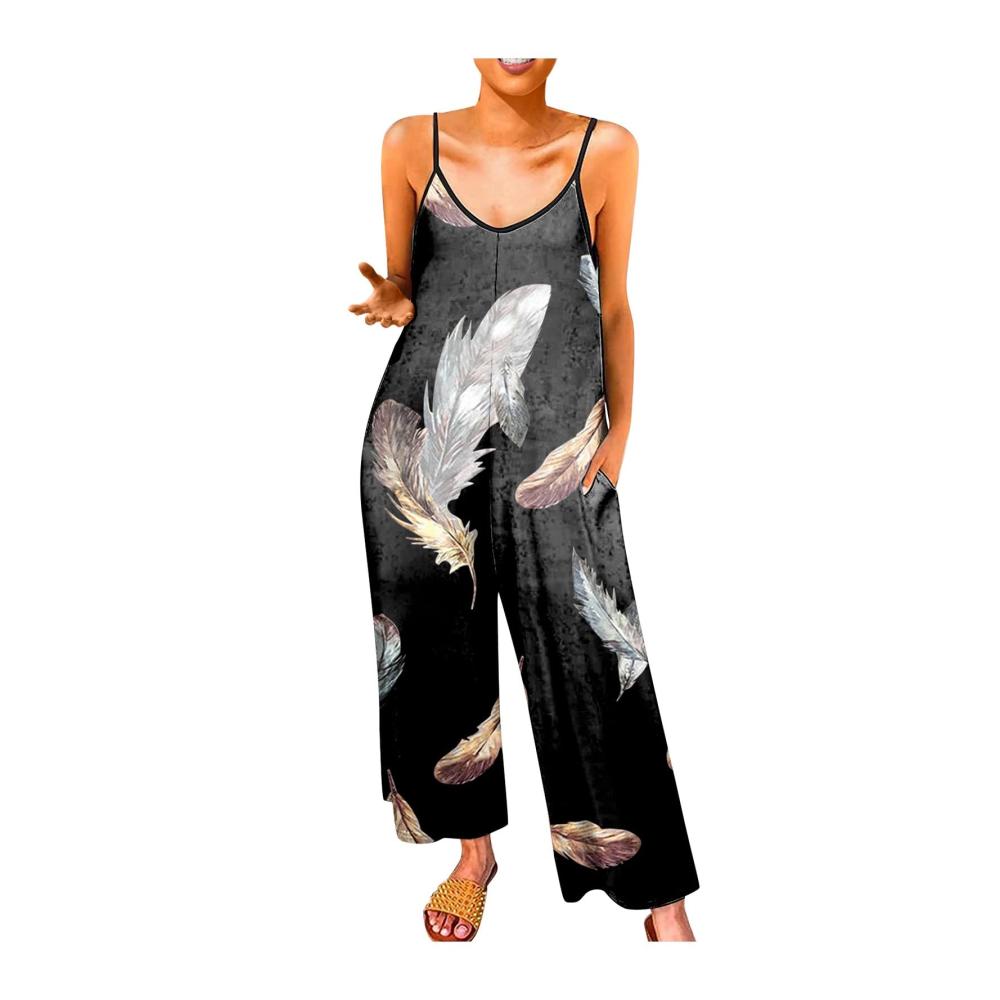 04-schwarz Damen Jumpsuit Latzhosen Sommer