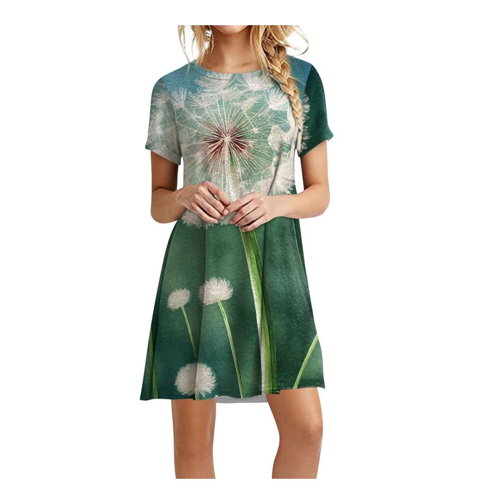 04-dunkelgrün Damen Sommerkleider