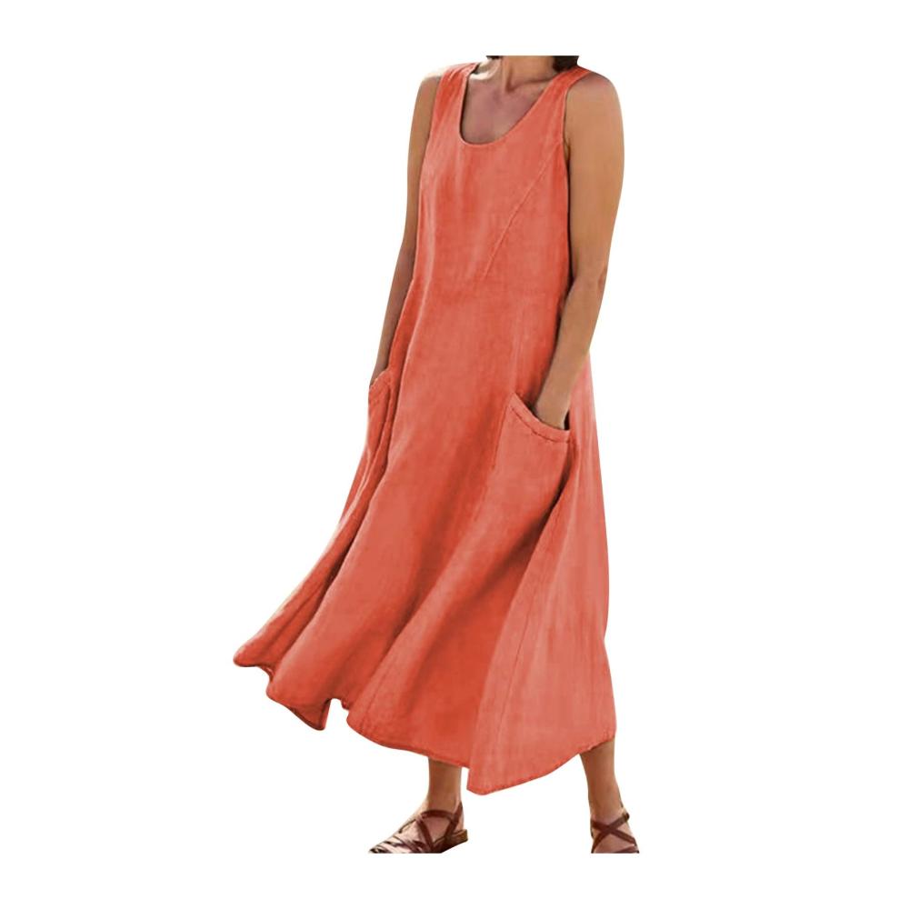 02-orange Sommerkleid Damen Lang