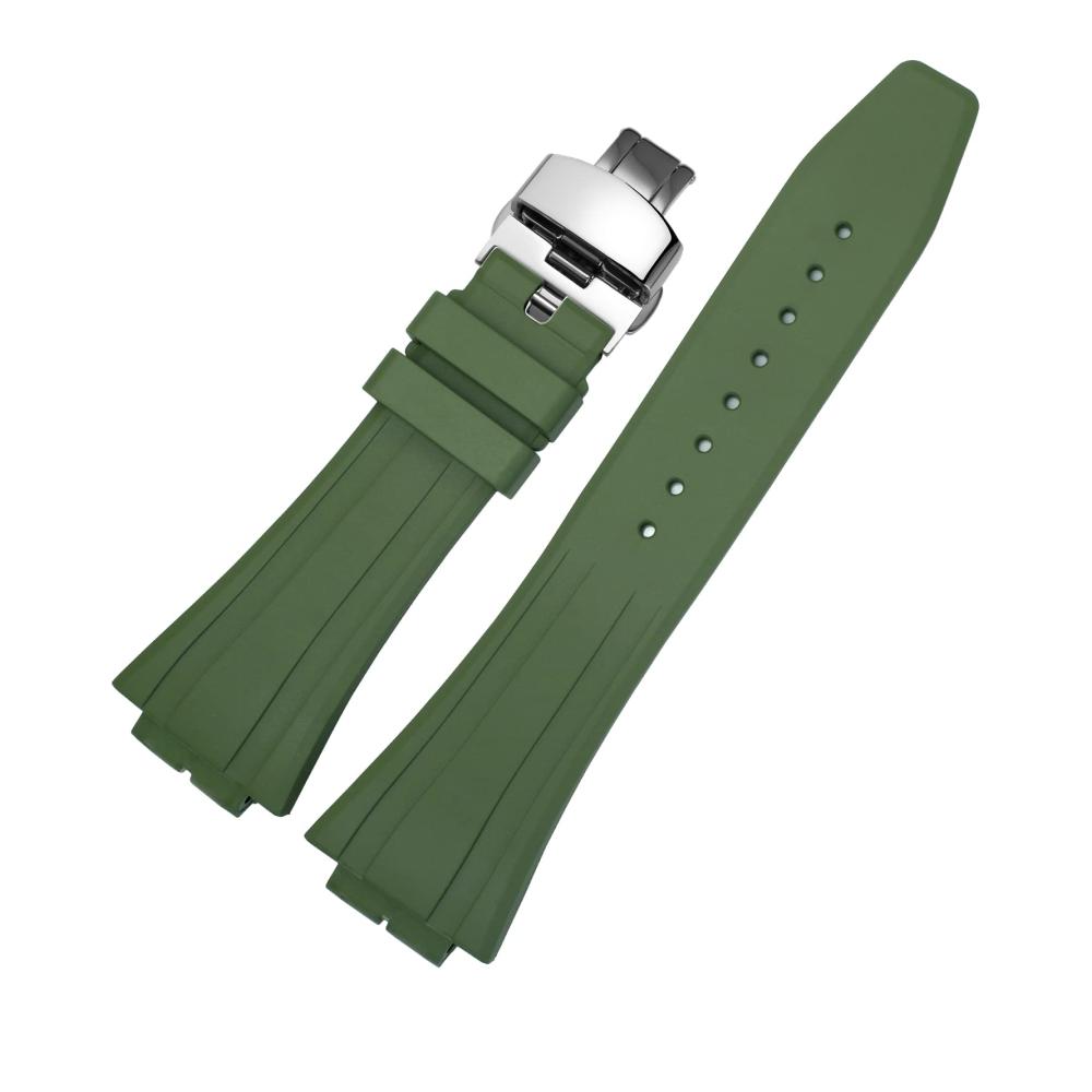 Grünes Armband silberfarbene Schnalle