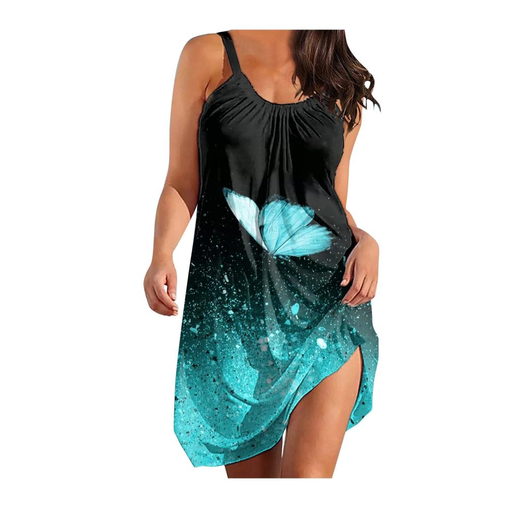 05-himmelblau Sommerkleider Damen