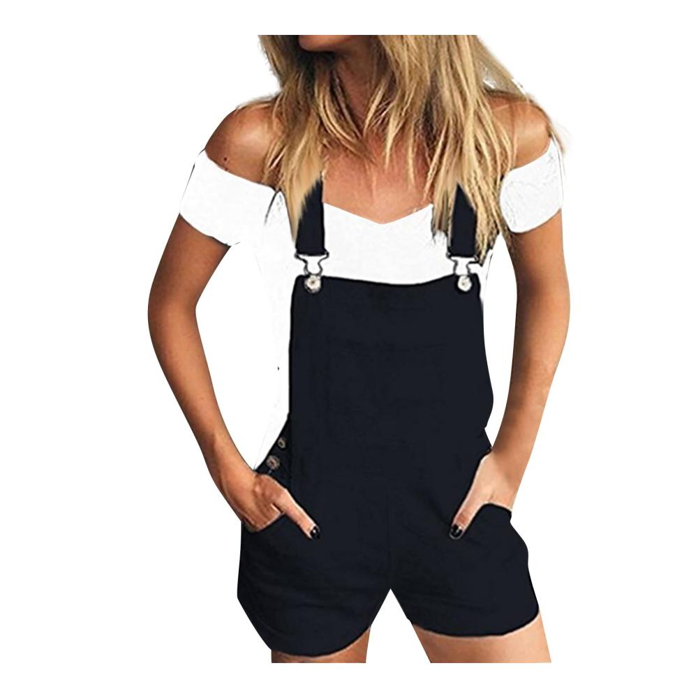01-schwarz Damen Latzhose Jumpsuit