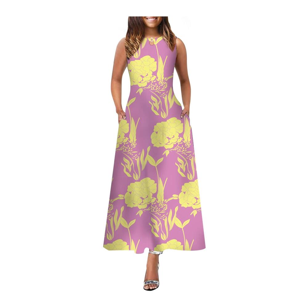 02-lila Sommerkleid Damen Lang