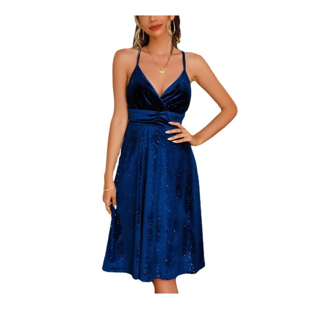 01marine Damen Elegant Strickkleid
