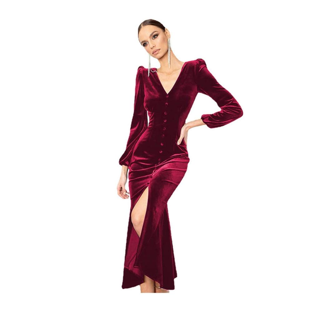 01weinrot Damen Elegant Strickkleid