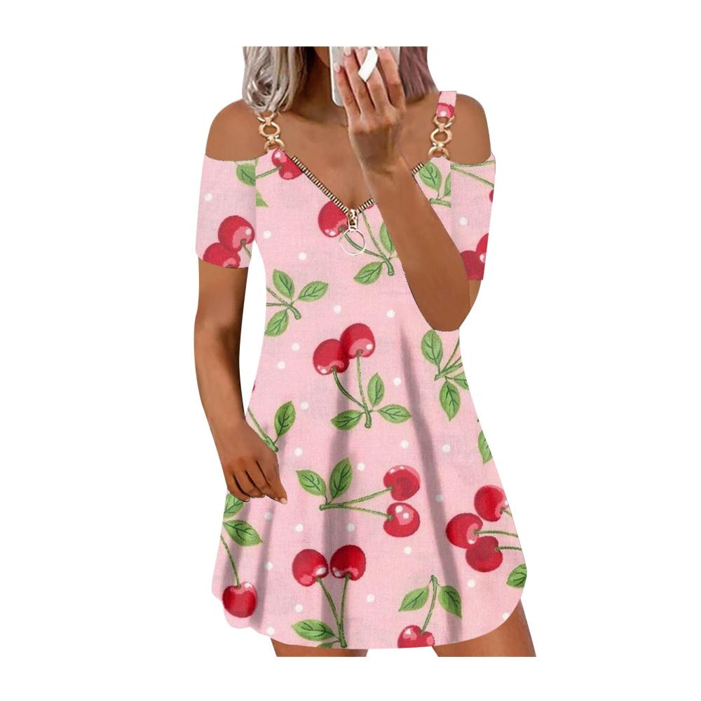 01-wassermelonenrot Sommerkleider Damen