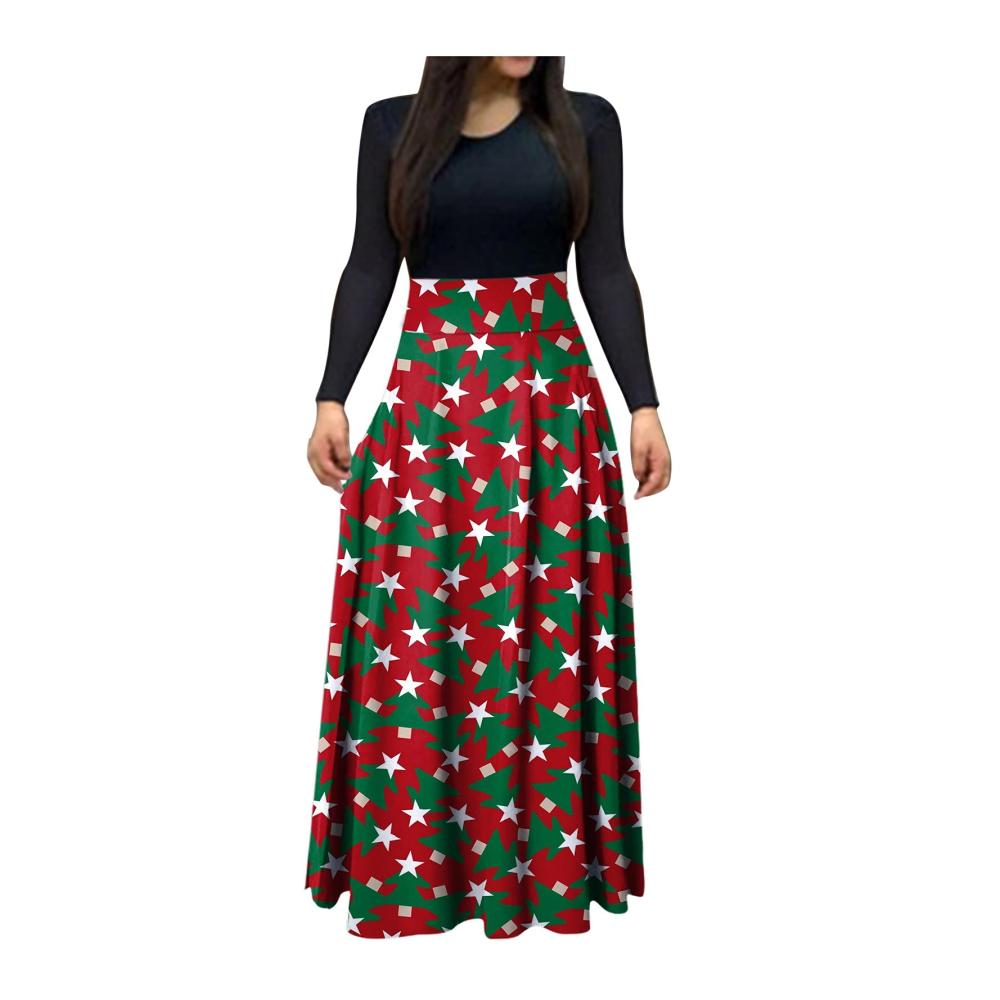 01-grün Weihnachtskleid Damen