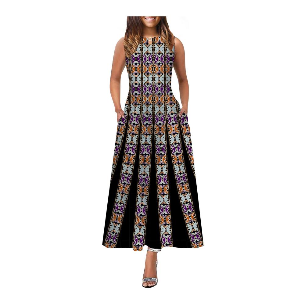 01-blau Sommerkleid Damen Lang
