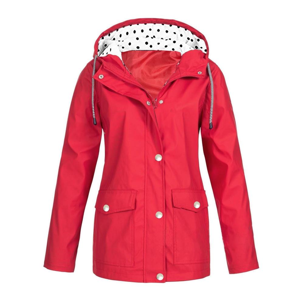 01-Rot Damen Regenjacke Wasserdicht Atmungsaktiv