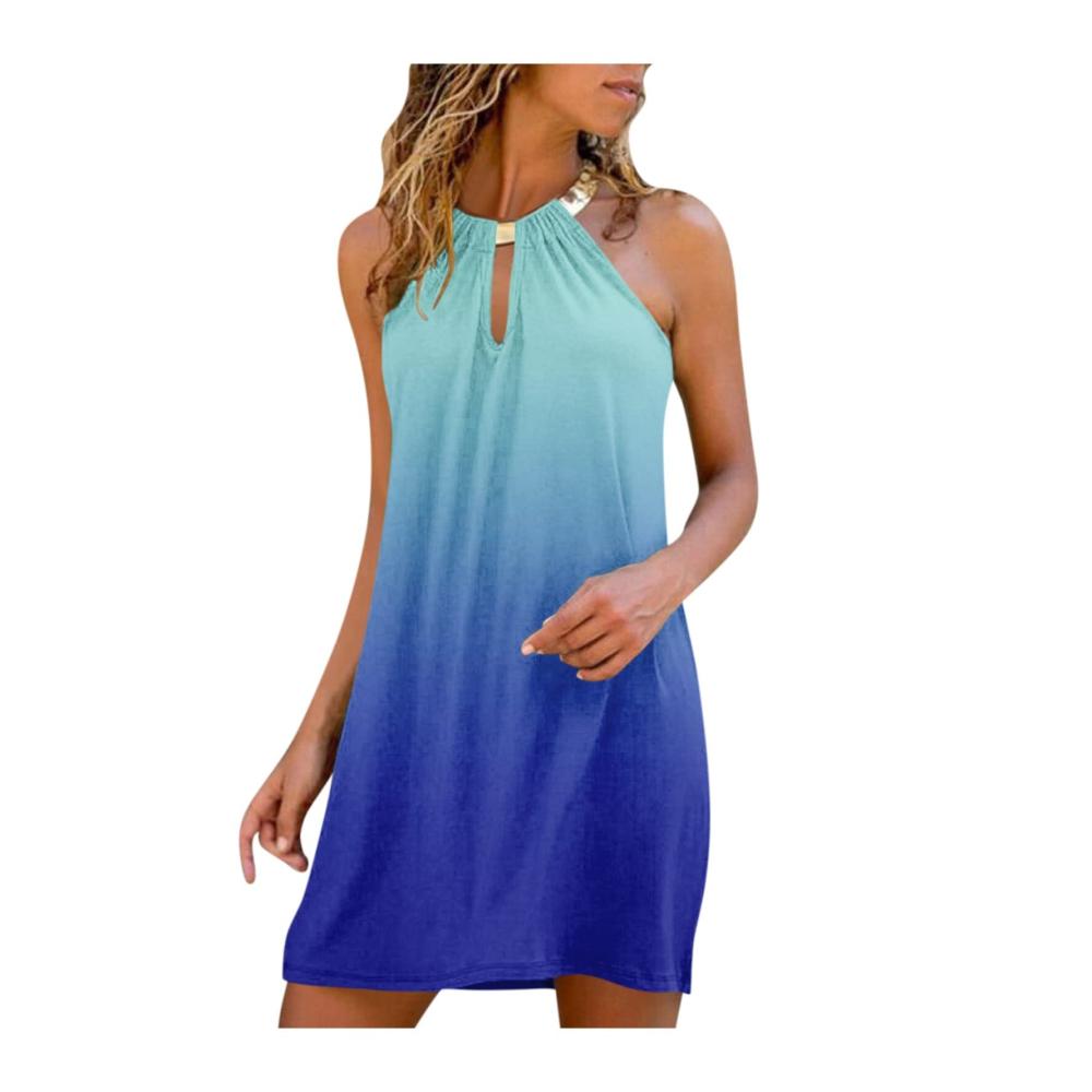 03-blau Sommerkleider Damen