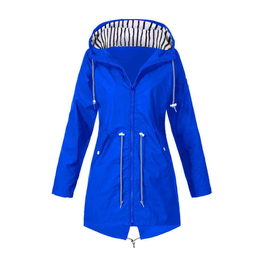 01-Blau Damen Regenjacke Wasserdicht