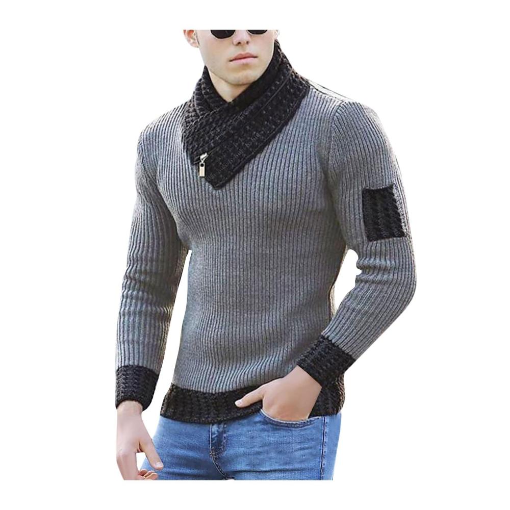 02grau Herren Pullover Strickjacke
