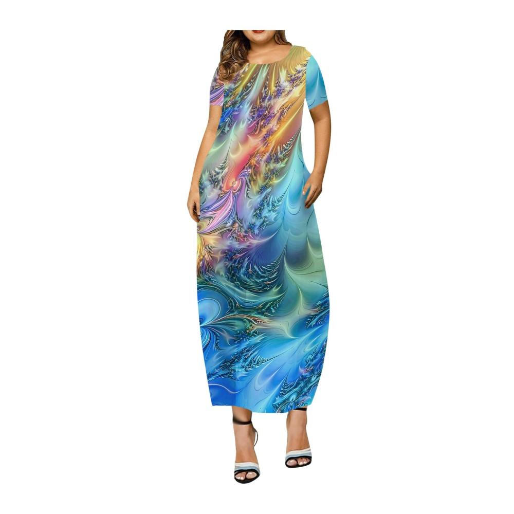 04-blau Sommerkleid Damen Kurz